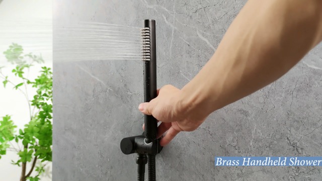 Sistema de Ducha Juego de Grifería de 10 Pulgadas Negro Mate Montaje en Pared Conjunto de Baño de Latón Cabezal de Ducha de Lluvia de Alta Presión con Rociador de Mano Mezclador de Lluvia miniatura 7