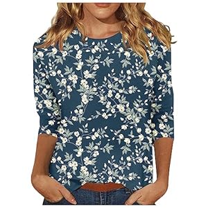 3/4 Length Sleeve Womens Tops Tees Blouses Plus Size Shirts for Curvy Women 4X-5X Fall Tops for Women 2024 Trendy