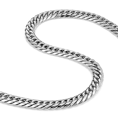 Urban Jewelry Men's Stainless Steel Chain Necklace Ultra Thick and Wide (Silver,13.5 mm width, 19,21,23 Inch)