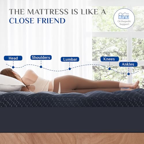 Dual Layer 3 Inch Memory Foam Mattress Topper King Size, 2 Inch Gel Memory Foam Plus 1 Inch Cooling Pillow Top Mattress Pad Cover, with 8-21 Inch Deep Pocket, Navy Blue