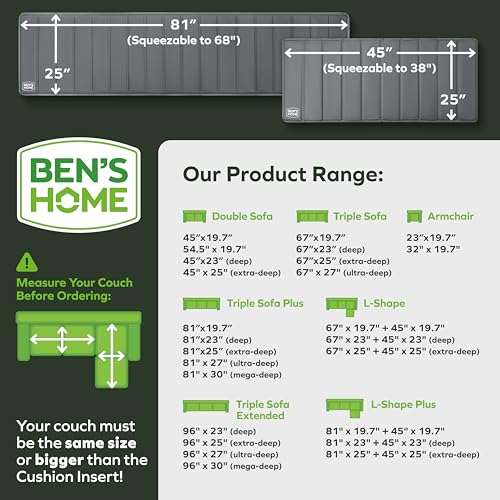 Image of BEN'SHOME Sectional Couch Cushion Support Board, Sagging 81 inch+45 inch x 25 inch