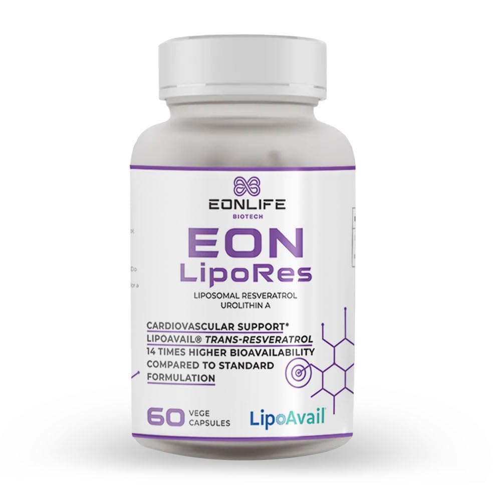 EON LipoRes – Liposomales Resveratrol 300mg + Urolithin A LipoAvail® bis 14× höhere Bioverfügbarkeit Trans-Resveratrol & NAD+ Mitochondrien Anti-Aging Herzgesundheit Glasflasche 3er-Pack