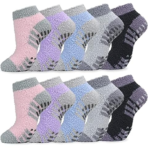 srclo 5 Pairs Thermal Fluffy Slippe Socks for Ladies and Girls, Warm Soft Fuzzy Thick Cozy Home Slipper Bed Womens Socks for Winter Size 4-8 Cover