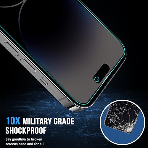Image of ArmourPro Anti-Spy Privacy Tempered Glass for iPhone 14 Pro Max - Anti Peeping Screen Protector, Edge to Edge Full Coverage, 9H Hardness, Easy Installation Kit | Pack of 2
