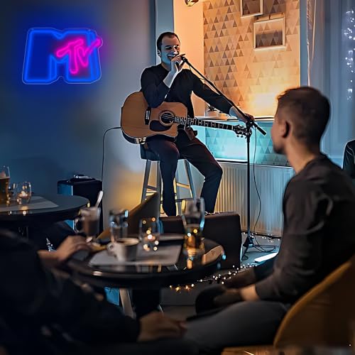 Image of Music Neon Sign for Wall Decor Dimmable Music Neon Light Up Sign for Man Cave Neon Lights for Bedroom Led Neon Sign Suitable for Record Studio Bar Nightclub Party Concert Venue Size 13.77*9.64(P004)