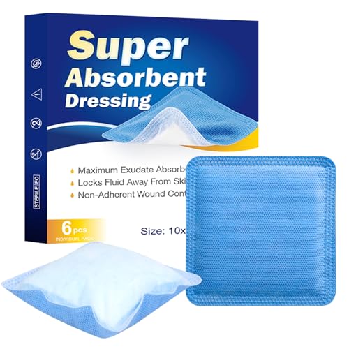 Saugkompressen 10 x 10cm Wasserdichter Super Saugfähige Wundverband Saugfähige Pad Hochabsorbierende Saugverbände 6 Stück