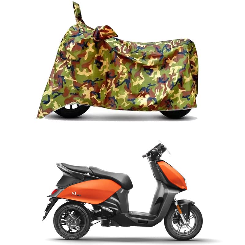 Image of Waterproof 100% PVC Coated Full Bike Scooty Two Wheeler Body Cover Compatible for Hero Vida V1 /UV-Rays /Heat Protection /Birds Dropping /Scratchproof /Dust Proof /All Varients[6X6 Jungle Print]