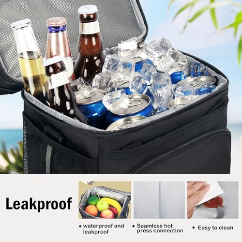 JOINGO Lunch Box For Men/Women,Large Double-layer Insulated Expandable Reusable Leakproof Cooler Bags For Adults,Lunch Bag With Adjustable Shoulder Strap For Office Travel Picnic(Black)