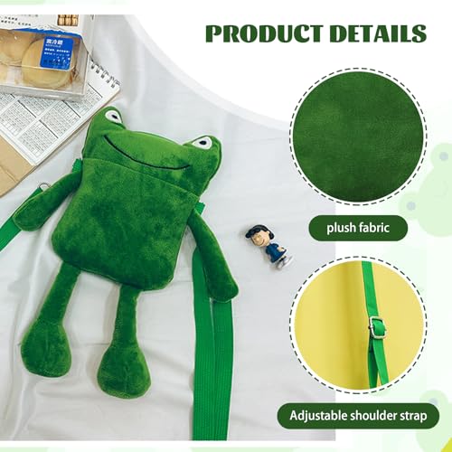 Calkkrer Cartoon-Frosch-Plüsch-Tasche Umhängetasche, Süße Mini-Schultertasche, Kuscheliges Spielzeug-Design, Einzigartiges Geschenk für Frauen, für Outdoor und Alltag