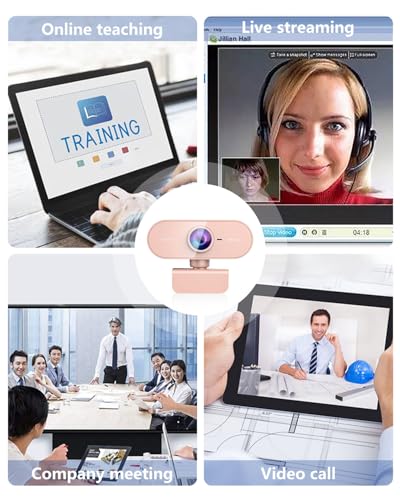 Image of Webcam for PC&1080P HD Web Cam,Webcam with Microphone,Stand for PC /MAC /Laptop /Desktop,Wide Angle Web Cameras for YouTube,Skype,Zoom,Xbox One,Video Calling,Studying Pink
