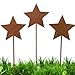 HXUING Rostige Sterne 3er Set, Gartenstecker Sterne aus Edelrost Metall Rost Gartenstecker Weihnachtlicher Stimmungsvoller Deko Stecker, Rost Deko Herbstdeko Sterndeko Outdoor (A)