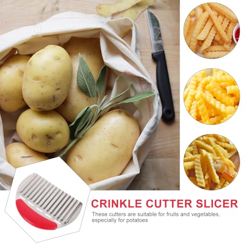 Cortador de papas ondulado de acero inoxidable con mango rojo miniatura 6