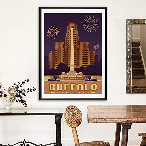 Xtvin Usa New York Buffalo America Vintage Travel Poster Art Print Canvas Painting Home Decoration Gift（12X18Inch） #TOP4