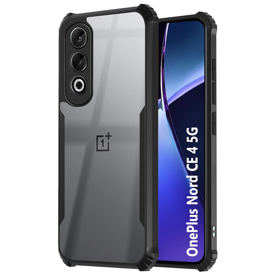 Fashionury Shockproof Crystal Clear Back Cover Case for OnePlus Nord CE 4 5G | 360 Degree Protection | Protective Design | Transparent Back Cover Case for OnePlus Nord CE4 5G (PC & TPU, Black Bumper) (B0D1GRYQD9) Amazon Price History, Amazon Price Tracker