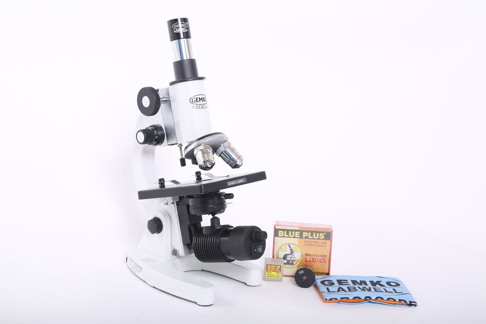 GEMKO LABWELL Metal White & Black Student Compound Microscope Kit Microscope Accessories, Microscopes for School Laboratory Home Education Abbe Condenser-image-13