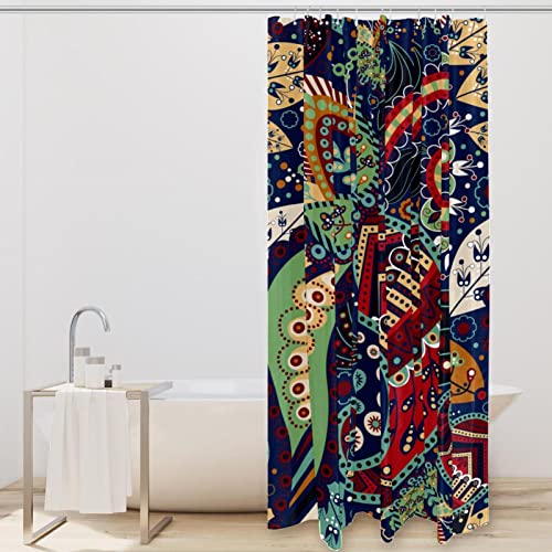 Rideau de douche imperméable et anti-éclaboussures 183x183 cm au design bohème