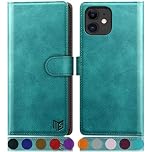 SUANPOT for iPhone 11 6.1" case with [Credit Card Holder][RFID Blocking],PU Leather Flip Book Protective Cover Women Men for apple 11 Phone case Blue Green