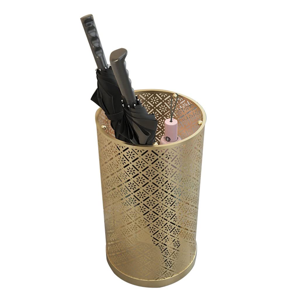 Porte-parapluies doré haut de gamme en métal perforé chic
