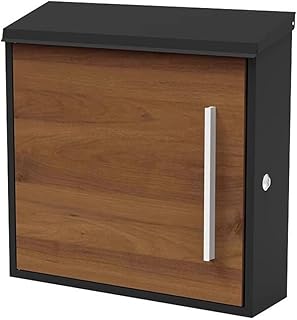 Wall-Mount Mailboxes Wall-Mounted Mailboxes, Lockable Mailboxes, Outdoor Villa Rainproof Household Letterboxes, Large Vintage Mailboxes Mailboxes (Color : Brown, Size : 355 * 115 * 330mm)
