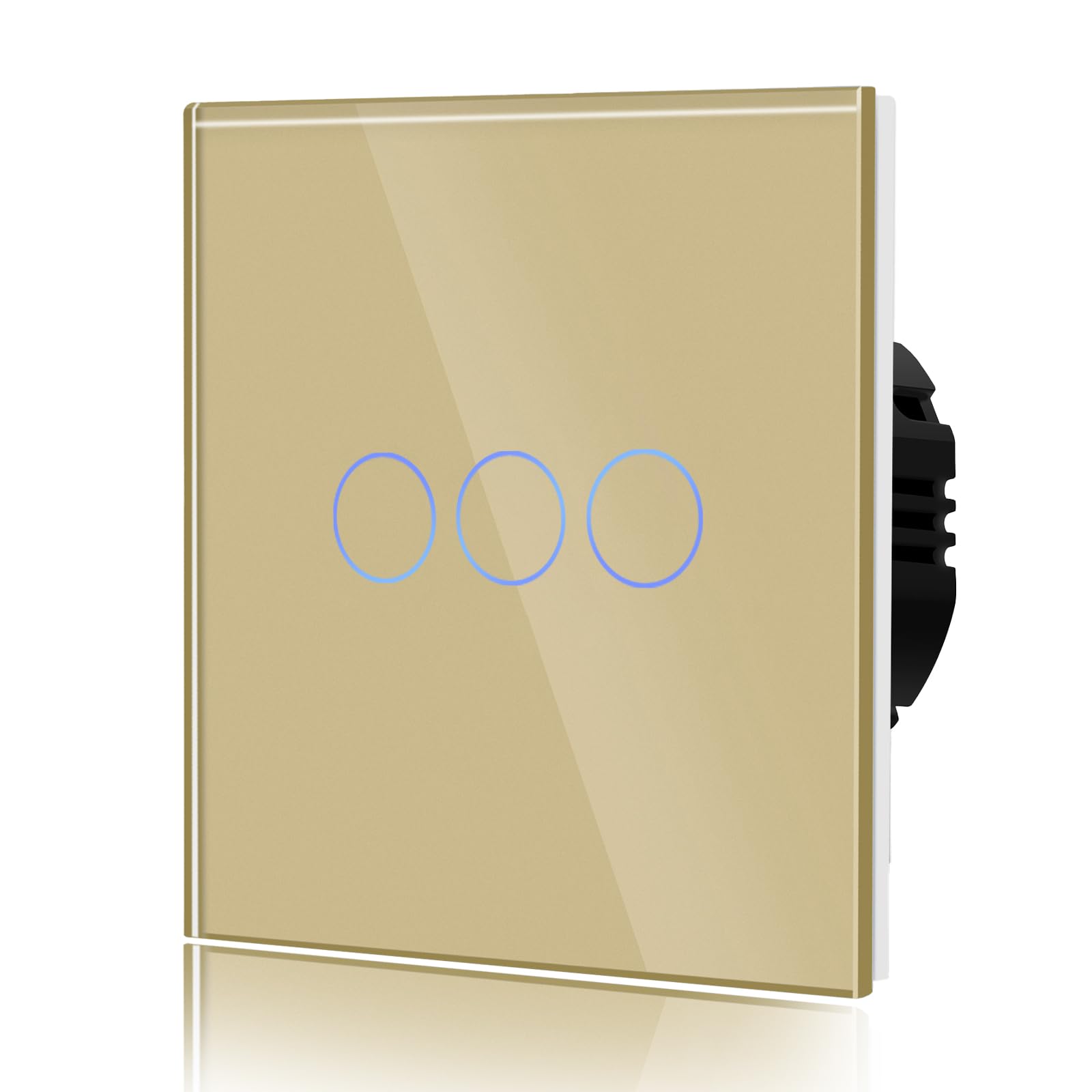 BSEED Touch Light Switch,Standard Touch Sensitive bathroom Switchs,Tempered Glass Panel with LED Backlight