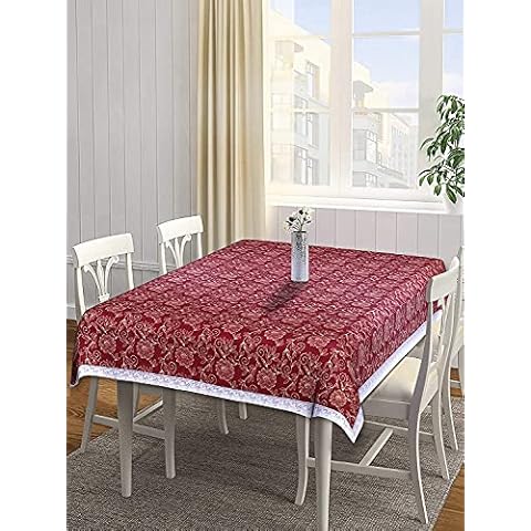 CASA-NEST Printed Vinyl 8-10 Seater Tablecloth Protector Waterproof/Oil-Proof Plastic Rectangle Sheet Table Cover 60(inches) Width x 108(inches) Length with lace Edges for 8-10 Seater Table cover043 Cover