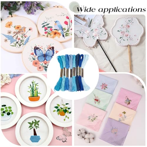 48 madejas hilo sashiko azul 360 m kit con agujas miniatura 5