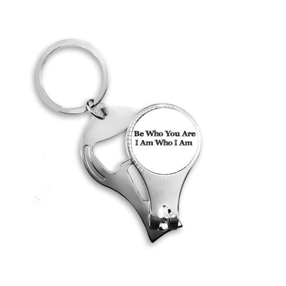Be Yourself Inspirational Quote Nail Nipper Ring Key Chain Bottle Opener Clipper