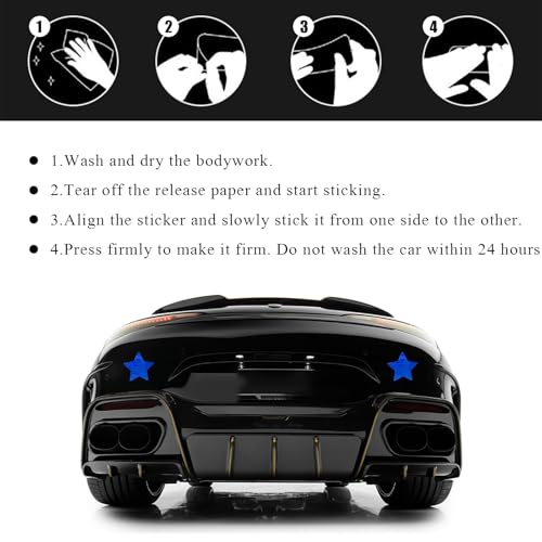 Image of 10PCS Vinyl Decal for Cars, High Intensity Reflective Sticker Night Safety Sign Bumper Decals, Waterproof Grid Vinyl Stickers Scratch Cover for Auto Window Laptop (Star, Blue)