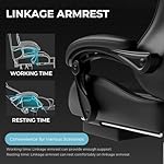 GTPLAYER Gaming Chair, Computer Chair with Footrest and Lumbar Support, Height Adjustable Game Chair with 360°-Swivel Seat and Headrest and for Office or Gaming (Faux Leather, Black) - Image 5