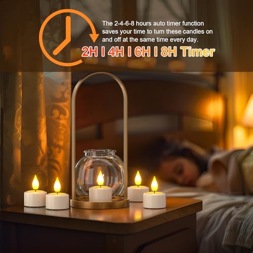 Image of PChero Rechargeable Flameless Tealight Candles with Remote & Timer, 6 Pack | Charging Base, 3D Flickering Wick, 5-Level Brightness, 42-110 Hour Runtime, for Home, Weddings, Halloween and Christmas Decor