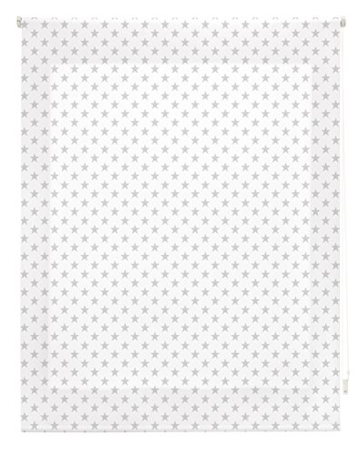 Blindecor Stars | Estor Enrollable Infantil | Color Gris | 120 x 180 cm (ancho x largo) | Tamaño Tela 117 x 175 cm | Fácil Instalación y Montaje