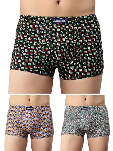 Lux Cozi Pack of 3 Men’s Assorted Inner Elastic Semi Long Printed Trunk (Size : 85cm)