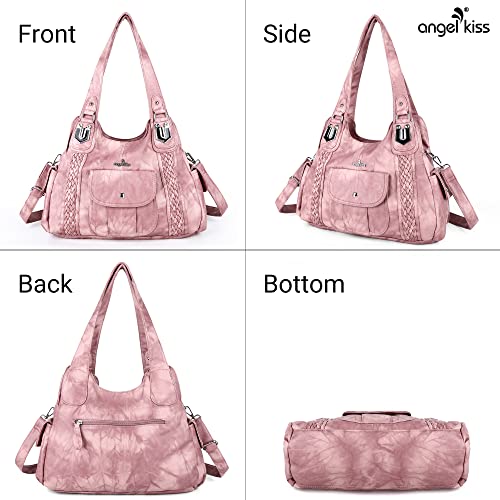 Image of Angel Kiss Purses and Handbags for Women Washed Vegan Leather Crossbody Hobo Satchel Shoulder Tote Purse