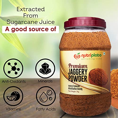 Image of Nutriplato-enriching lives Jaggery | Gur Powder Premium Jar, 3 Kg (Pack of 3)