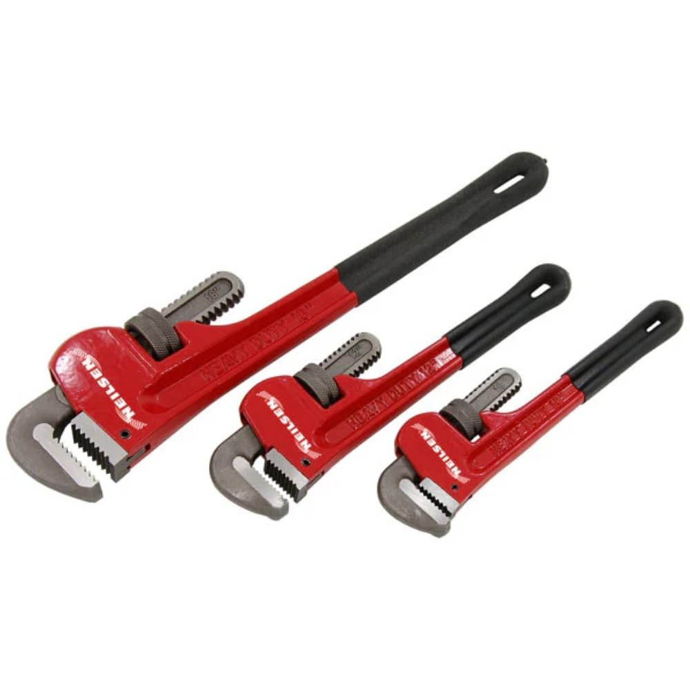 Neilsen CT2106 3pc Heavy Duty Pipe Wrench Set - 10in, 12in, 18in / 250mm,300mm,460mm Plumbing Workshop Tool Set