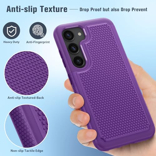 Image of FNTCASE for Samsung Galaxy S23 Case: Dual Layer Heavy Duty Cell Phone Protective Cover Shockproof Rugged with Non-Slip Textured - Military Drop Protection Bumper Tough - 2023, 6.1inch Purple