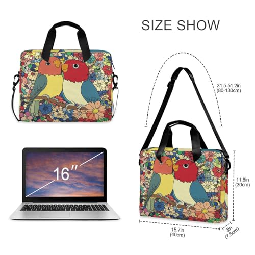 Funda para laptops con asa y correa, 15.6 pulgadas, diseño Lovebird miniatura 5