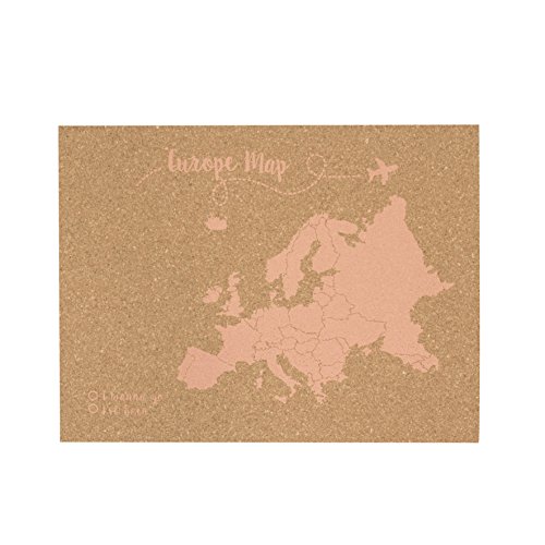 Decowood - Mapa de Corcho Europa, Grande, para Marcar Tus Viajes y Colgar en la Pared, Rosa Coral - 90x60cm Cover