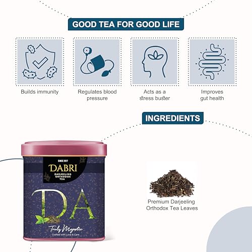 Image of Dabri Darjeeling Orthodox Black CTC Tea 40gm Tin Box|Premium Organic Loose-Leaf|Natural Rich Taste|Supports Digestion, Builds Immunity & Helps Maintain Healthy Blood Pressure|Black Tea Blend