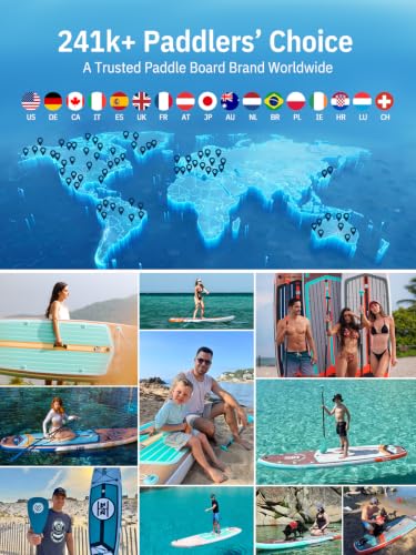 Image of Niphean (Extra Large) Inflatable Paddle Board, SUP for 2+1 People /Family 500lbs Capacity Stand Up Paddle Board with SUP Accessories, StabilTrac Fin Non-Slip Paddleboard for Adults