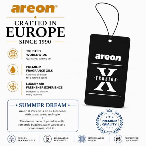 Image of AREON X Version Summer Dream Fresh Paper Hanging Car Air Freshener 12 Pack