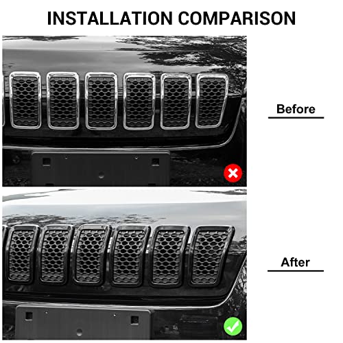 Image of JeCar for Jeep Cherokee Grill Inserts, Front Grille Inserts for 2019-2025 Jeep Cherokee (Black)