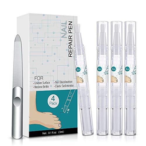 Nail Repair Pen 4 Pack Set, Anti Nail Care Solution, Effective Toenail and Nail Renewal, Restores & Rehydrates Damaged Nails, Repairs & Protects from Discoloration, Cracked Nails by Envisha