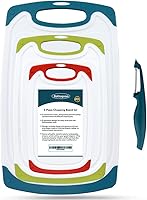 ROTTAGOON Plastic Cutting Boards Set of 4 - Non-Slip Feet, Deep Juice Grooves, Dishwasher Safe, BPA-Free Kitchen Chopping Boards, 15.75"