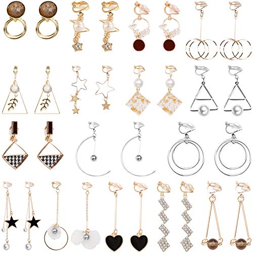 NEWITIN 16 Pairs Clip On Earrings Multiple Cute Earrings Fashion Earrings for Women and Girls 1