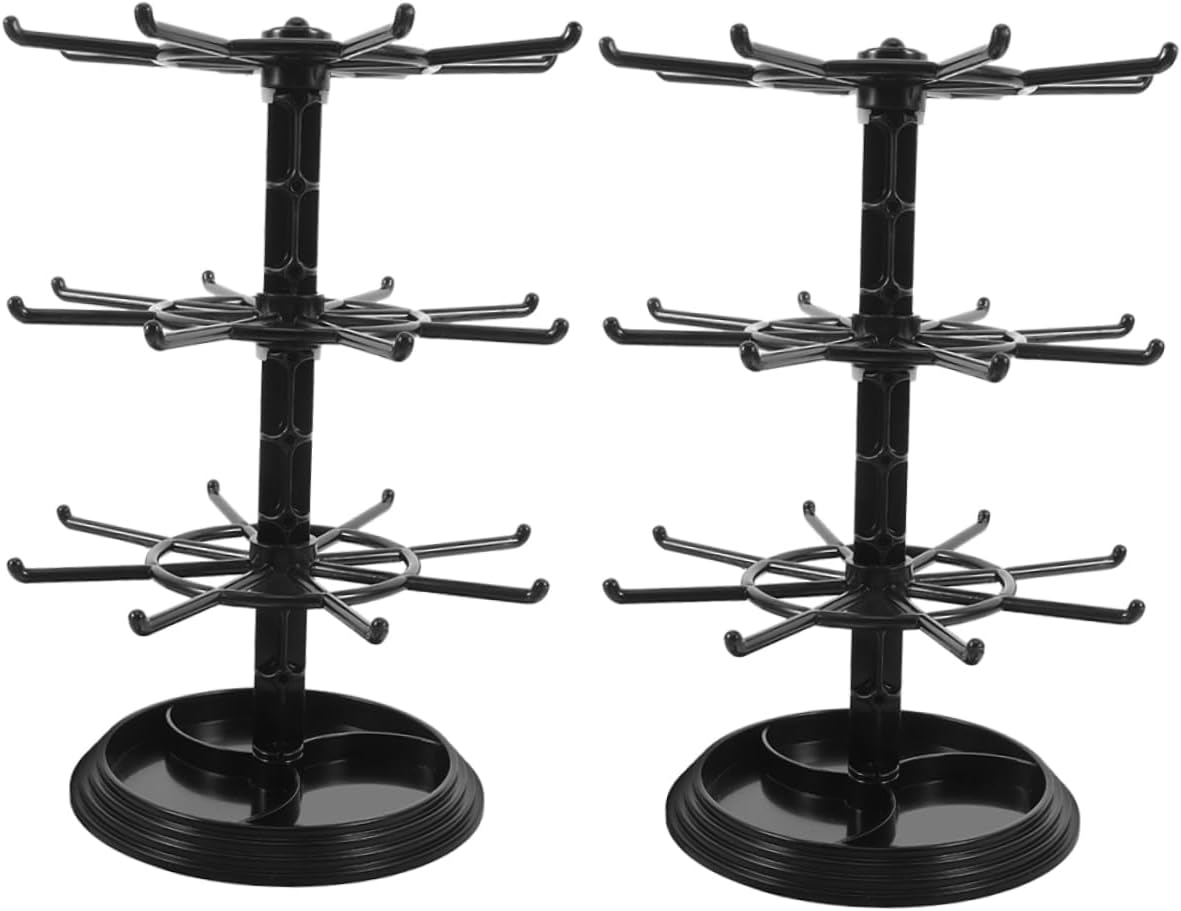 2pcs Rotating Keychain Hanger Jewelry Holder Display Stand for Earrings Necklaces Organizer for Small Accessories Office Home Decor