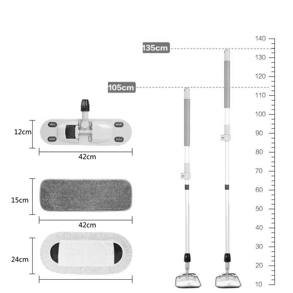 Mop - Mop de Polvo Mop de Microfibra para Pisos de Madera Dura con Mango Ajustable Extensible y 2 recambios de trapeador para Limpieza de Pisos húmedos o Secos