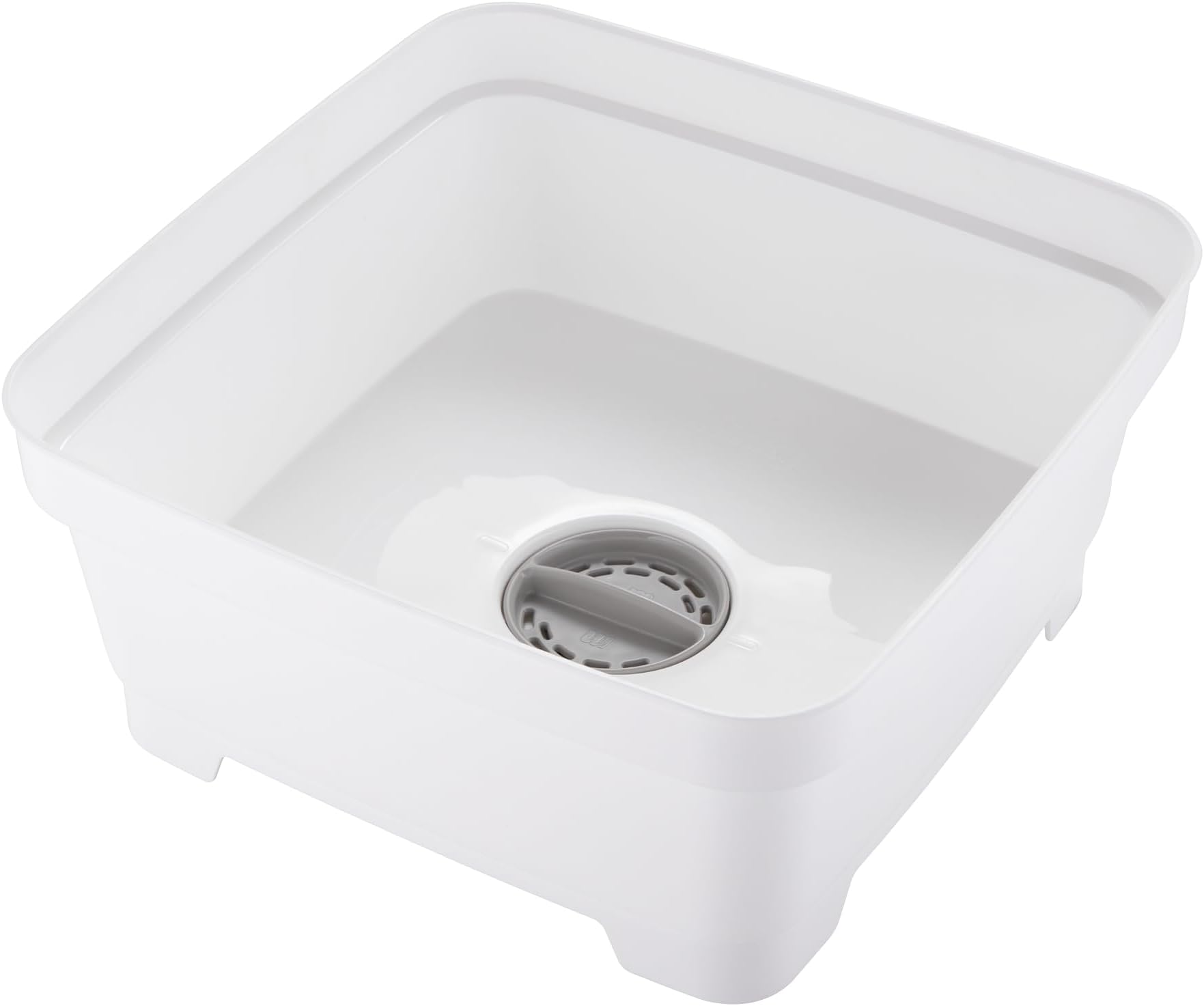 Minky Washing Up Bowl with Sink Plug Strainer, Multipurpose Square Basin, White, 11L, UK Made