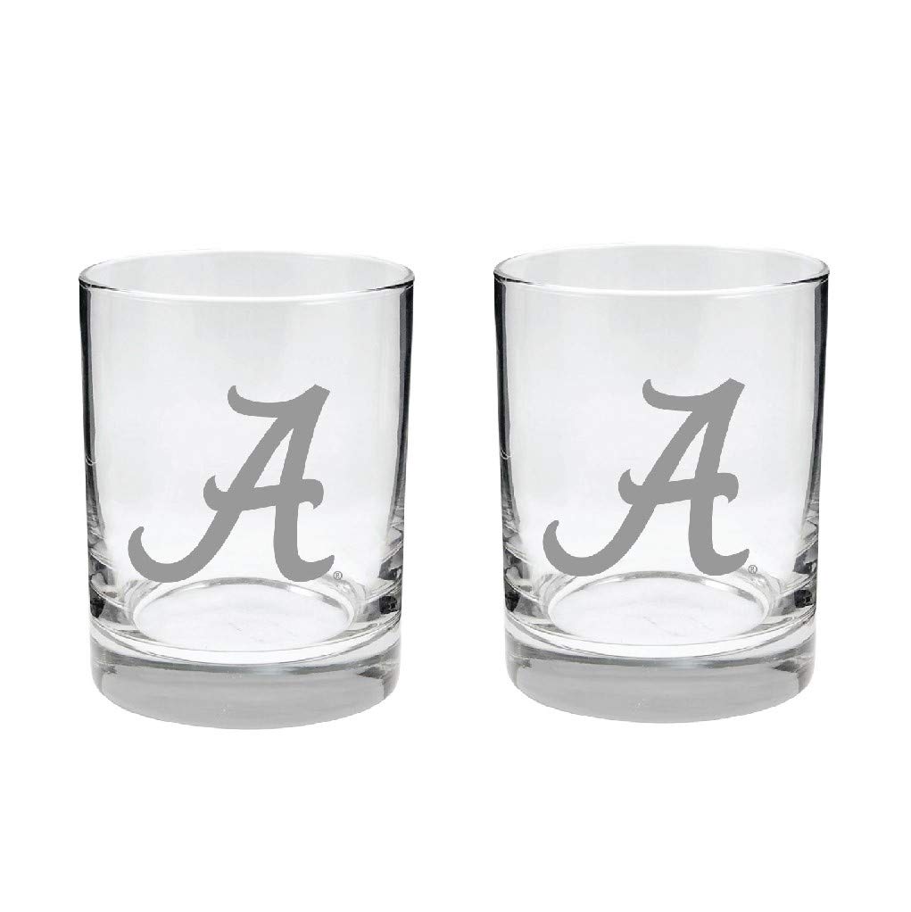 Alabama 2-Sided Etched Satin Finish Rocks Glass Set of 2
