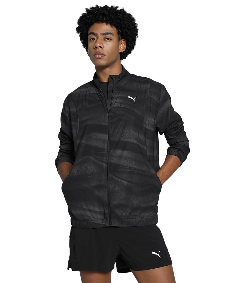 Men, RUN VELOCITY AOP JACKET M, Black, S, (52714301)